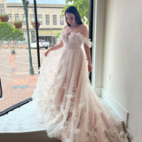 Vevesc Faire Wedding Dresses 3D Butterfly Flowers A-Line princess Bridal Gown Marriage Prom Bride Dress robe de mariée