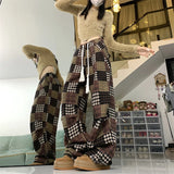 Vevesc Women's plaid Y2k Baggy Cargo Pants Vintage Y2k Harajuku 90s Aesthetic Oversize Pants High Waist Trousers 2000s Fashion Clothes