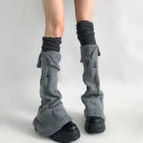 Vevesc Gothic Vintage Subcultural Hole Stocking Punk Spliced Turn Down Design Streetwear Warm Leg Socks Y2k American Punk Leg Warmers