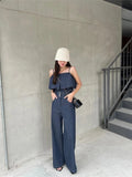 Vevesc  2 Piece Sets Womens Outfits Spring Blouse Women Shirt Long Sleeve High Waist Pants Wide Leg Womens Trousers Two Piece Set Formal