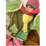 Vevesc Harajuku Knitted Cardigan Women Vintage Oversized Patchwork Sweater Coat Korean Casual Knitwears Streetwear Jumper Tops