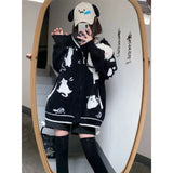 Vevesc Japanese Cute Black Sweater Coat Women Autumn New All-match Cardigan Tops Mujer Y2k Long Sleeve Zipper Hoodie Jackets