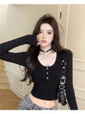 Vevesc Coquette Lace T-shirts Women Y2k Aesthetic Black Long Sleeve T Shirts Korean Fashion Slim Corset Crop Tops Female Sexy