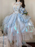 Vevesc Dreamy Princess Dress New Cloudy Blue Women's Dress Umbrella Prom Dress