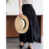 Vevesc  Elegant High-Waisted Pink A- Line Skirt Sweet Umbrella Design Sensibility Plenty of Pleats Medium-Length Women's Fashion
