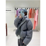 Vevesc Winter Short Parkas Women Streetwear Cropped Cotton Padded Jacket Korean Thick Puffer Coat Oversized Warm Down Outwear New
