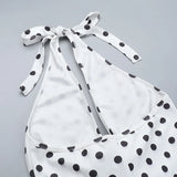 Vevesc  Polka Dot Floral Long Dress Women Fashion Sleeveless Neck Slit Spring Party Evening Dress Female High Waist Dress 2025