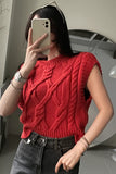 Vevesc Summer French O Neck Tank Top Sleeveless Twist Slim Vest Puff Sleeve Solid Color Knitwears Y2k T-shirt Women Clothing