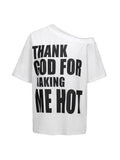 Vevesc New American Summer Streetwear Off The Shoulder Loose T Shirts Y2k Aesthetic Harajuku Letter Print All Match Clothes Girl Tops