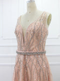 Vevesc Plus Szie Sleeveless Luxury Evening Dress 2024 Handmade Elegant Diamond A Line Beaded Feathers Skirt Formal Pary Gowns