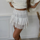 Vevesc  Fashion High Waist Pleated Mini Skirt Chic Ladies Lace Skirt Classic Women Vintage High Street Club Party Y2k Fairy A-line Skirt