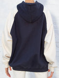 Vevesc Patchwork Vintage Zip-up Hoodie Women Autumn Cotton Pockets Drawstring Hooded Sweatshirt Casual Streetwear Loose Jacket Tops