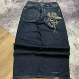 Vevesc Y2k Hip Hop Retro Washed Jeans with Various Prints Design Fashionable Streetwear Versatile Jeans Same Style for Men and Women