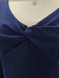 Vevesc  Navy Knot Long Sleeve T-shirt Woman Autumn V-neck Cotton Slim Crop Top Solid Simple Preppy Style Sweet Basic Tshirt Y2k Tops
