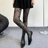 Vevesc  Lace Pantyhose Women's Retro Slim Lace Stockings Tights Sexy Flower Hollow Solid Pantyhose Spring Autumn Winter Leggings