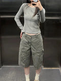 Vevesc Female Grey Y2K Baggy Japanese High Street Denim Shorts Women's Washed 2000s Vintage Casual Shorts Retro High Waist Trashy Jeans