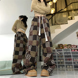 Vevesc Women's plaid Y2k Baggy Cargo Pants Vintage Y2k Harajuku 90s Aesthetic Oversize Pants High Waist Trousers 2000s Fashion Clothes