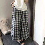 Vevesc Plaid Long Skirt Women Vintage Ruffle Kawaii Midi Skirt Preppy Style Korean Fashion Loose Casual A-line Retro Skirts