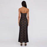 Vevesc Hollow Out Lace Sexy Maxi Dresses For Women Off-shoulder Strapless Outfits Backless Bodycon Y2K Sexy Party Long Dress