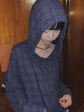 Vevesc Vintage Personality Grunge Plaid Women Shirt All Match Button Pocket Hooded Blouses trendy Harajuku Fashion Y2k Blusas De Mujer