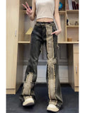 Vevesc Women's Y2k Flare Jeans Harajuku Korean Baggy Denim Trousers Japanese 2000s Style Jean Pants Vintage Trashy Clothes