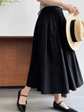 Vevesc  Elegant High-Waisted Pink A- Line Skirt Sweet Umbrella Design Sensibility Plenty of Pleats Medium-Length Women's Fashion