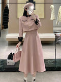 Vevesc High Quality Small Fragrance Two Piece Set Women Short Jacket Coat + Long Skirt Suits Korean Elegant Fashion OL 2 Piece Sets