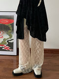 Vevesc  Y2k Japanese Style Women Pants Lace Solid Spring Summer Thin Pantalones De Mujer Fashion Elegant Vintage Trousers