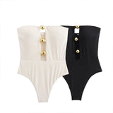 Vevesc  New women's fashion and leisure temperament Joker slim sexy word chest wrapped swimsuit.