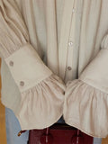 Vevesc  Summer Ruffled Loose Shirts Cardigan For Women Lapel Long Sleeve Casual Solid See-Through Blouse Female Pleated Shirts New