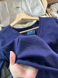 Vevesc  Navy Lace-up Knitted Long Sleeve T-shirt Cardigan Autumn V-neck Cotton Casual Smock American Vintage Wrap Tees Y2k Crop Tops