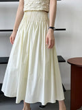 Vevesc  Elegant High-Waisted Pink A- Line Skirt Sweet Umbrella Design Sensibility Plenty of Pleats Medium-Length Women's Fashion