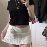 Vevesc New American Fashion Knitted Skirts Y2k Aesthetic Solid Punk Sexy High Street Women Mini Skirt Vintage Fashion Popular Bottom