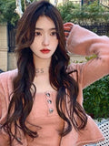 Vevesc Pink Sweet Knitted Two Piece Set Women Split Sexy Elegant Sweater Dress Set Female Button Designer Casual Dress Suit Autumn