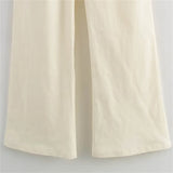 Vevesc  Summer New Women's All Cotton Casual Fashion Slim Fit V-neck Single breasted Vest&Wide Leg Pants Set