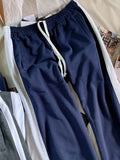 Vevesc  Patchwork Loose Sport Pants Women Autumn Cotton Elastic High Waist Straight Pant Vintage Harajuku Casual Y2k Trousers