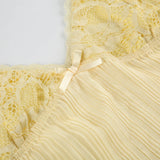 Vevesc  Summer Chiffon Spliced Lace Fashion Sheer Women Camisole Tops Y2k Sexy Chic Ruched Hotsweet Blouses