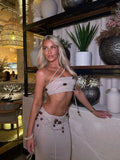 Vevesc  New Women 3 Pcs Skirt Suit Bandage Top Skirt Sleeveless Sweet Waist Chic Skirt Summer Maxi Skirt Bikini Set