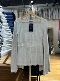 Vevesc  Gray Hollow Out Slim Long Sleeve T-shirt Women Sexy Scoop Neck Single-breasted Cotton Tees Solid Simple Sweet Knit T Shirt Y2k