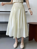 Vevesc  Elegant High-Waisted Pink A- Line Skirt Sweet Umbrella Design Sensibility Plenty of Pleats Medium-Length Women's Fashion