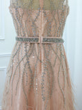 Vevesc Plus Szie Sleeveless Luxury Evening Dress 2024 Handmade Elegant Diamond A Line Beaded Feathers Skirt Formal Pary Gowns