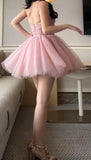 Vevesc  Sladuo Women Sexy Spahetti Strap Tulle Homecoming Dresses Short  Prom Dresses for Teens Mini Cocktail Dress