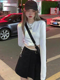 Vevesc Long Sleeve T-shirts Women Design Sexy Crop Ins Prevalent Bandage Tops Harajuku Ulzzang Street Spring Female Ropa Hot Skinny New