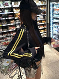 Vevesc Y2k AestheticTurtleneck Crop Jackets Streetwear Patchwork Casual Slim Fit Tops Vintage Autumn Pocket Coats Women Harajuku