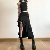 Vevesc Summer New Black Skirts Fashion Sexy Irregular Slim Fit Skirt For Women Y2k E-Girl High Waist All-match Faldas Mujer