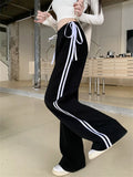 Vevesc Mopping Sports Trousers Chic Loose Women Bow New Spring 2024 Casual Office Lady High Waist Streetwear Wide Leg Pants