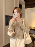 Vevesc Kpop Gray Hooded Knit Zipper Sweaters Women Korean Style Y2K Pink Crop Cardigan Pink Jerseys Harajuku Hoodies Tops