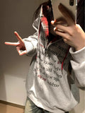 Vevesc Grey Women Sweatshirt  Solid Hooded Vintage Long Sleeve Korean Fashion Casual Y2K Style Autumn NEW Female Grey Tops