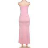 Vevesc 3d Floral Applique Strapless Long Dresses Vacation Pink Summer Women's Dress Sexy Elegant Y2K Clothing Outfits