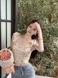 Vevesc Summer Floral Vest Top Women Sexy Party Retro Bandage Mini Tank Tops Female  Korean Fashion Backless Beach Sweet Top New